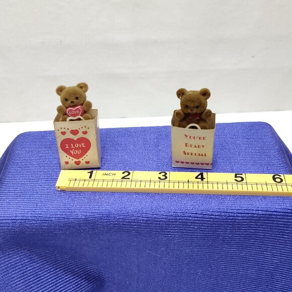 Flocked Mini Teddy Bears Decorative Love Messages Gift Bags Fridge Magnets 1980s - Picture 5 of 5